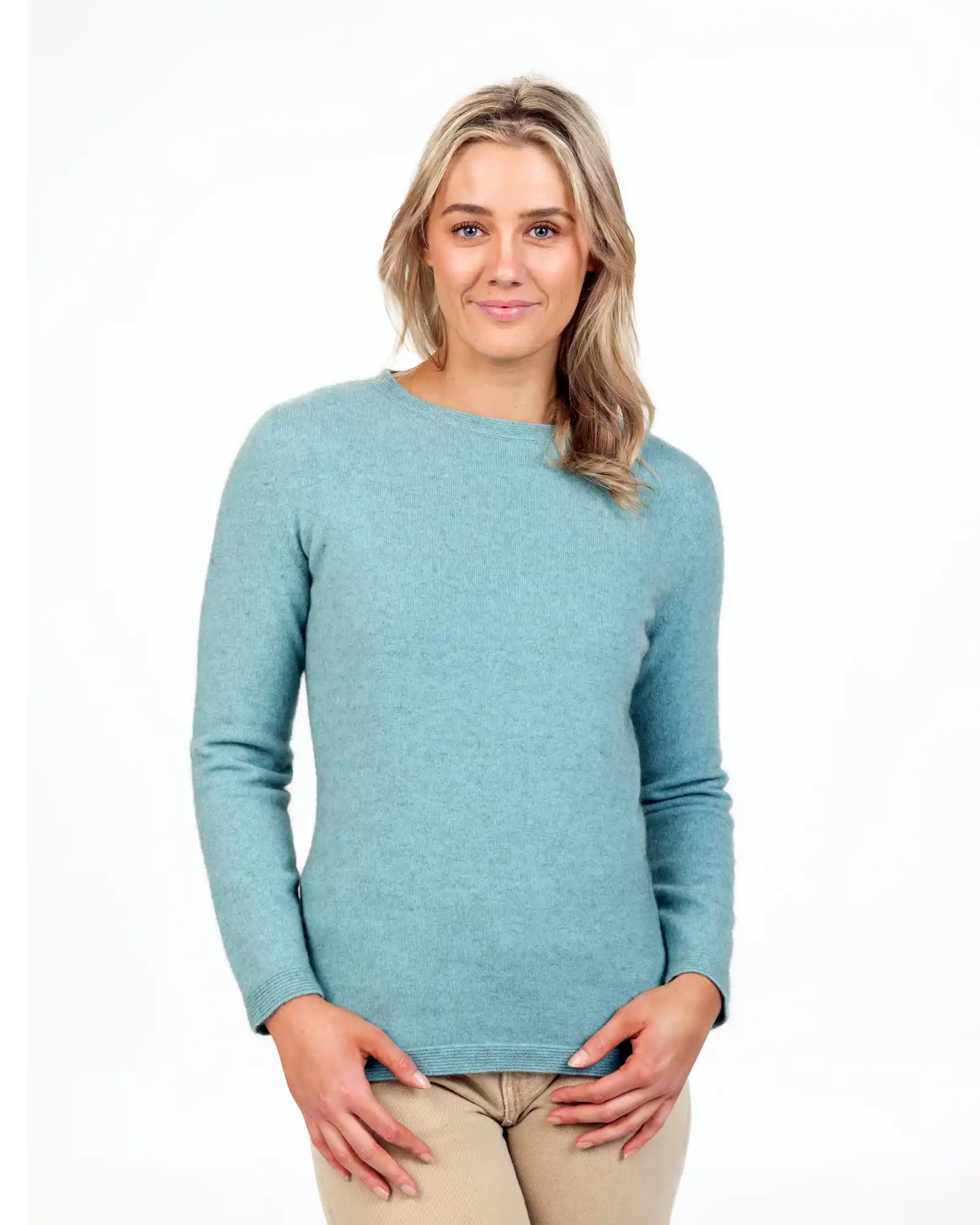 Pullover sweater with short cuffs -Topaz Women's Crew Neck Sweater - NB682