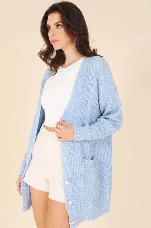 Cardigan with metallic threads -Winter Blues Cardigan