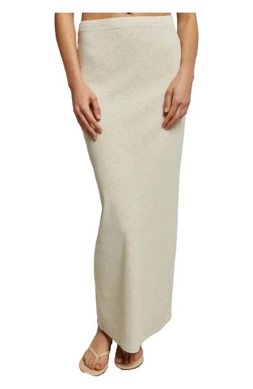 corduroy pleated skirts -Aja Ribbed Maxi Skirt In Oatmeal