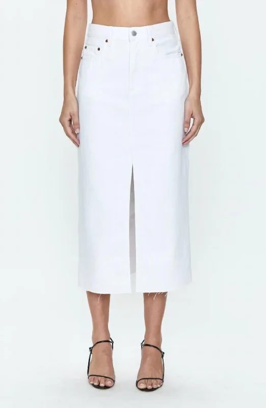 leather mini skirts -Alice Midi Skirt In White