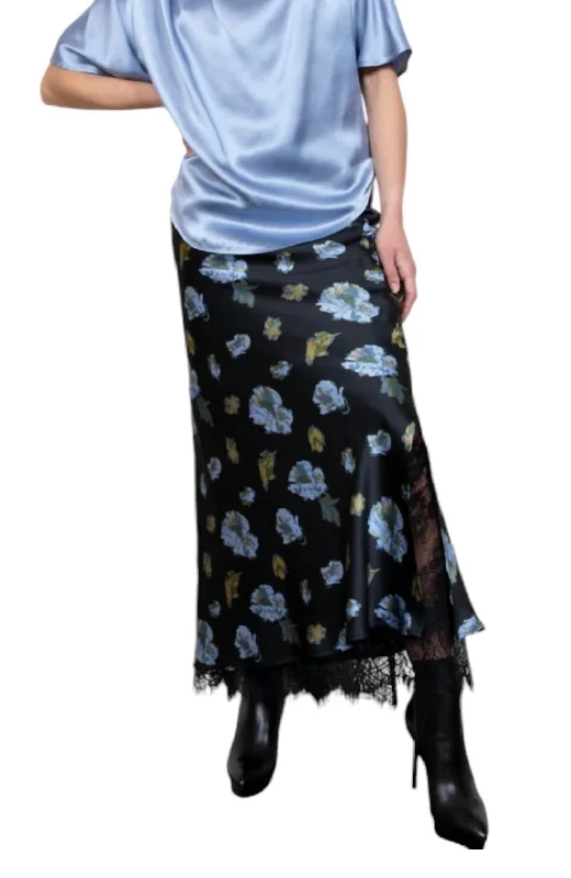 plaid pleated skirts -Forgiven Floral Slip Skirt In Black