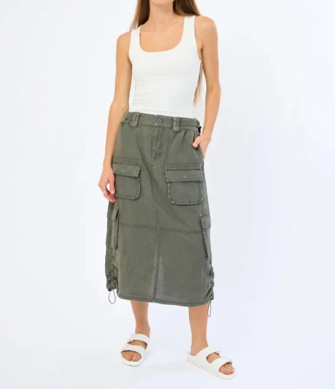 denim mini skirts -Lilo Linen Skirt In Fatigue