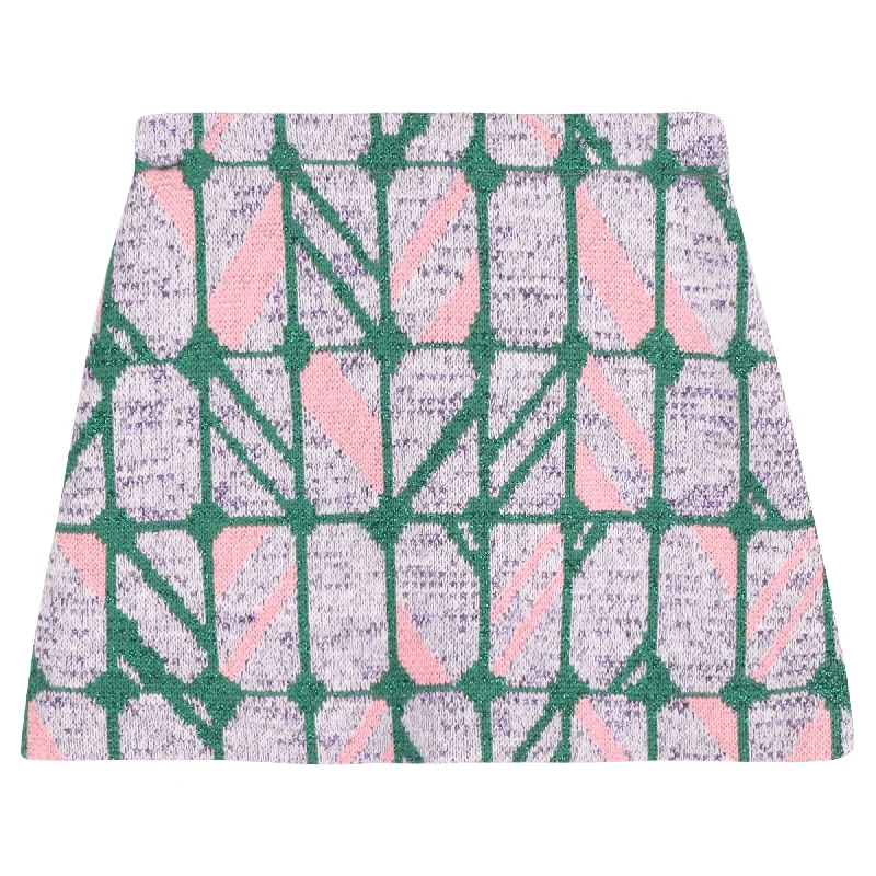 asymmetrical mini skirts -Miu Miu Printed Knitted Mini Skirt in Purple Cotton