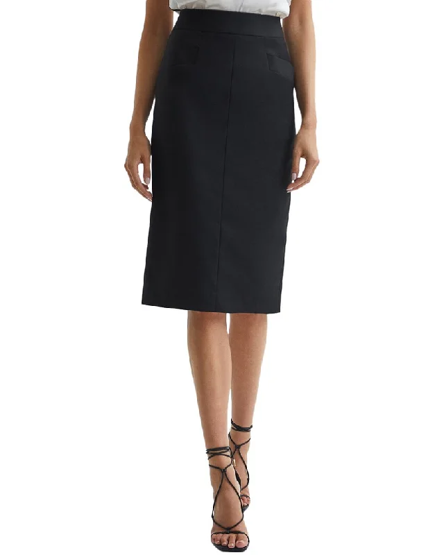 black mini skirts -Reiss Hayes Wool-Blend Pencil Skirt