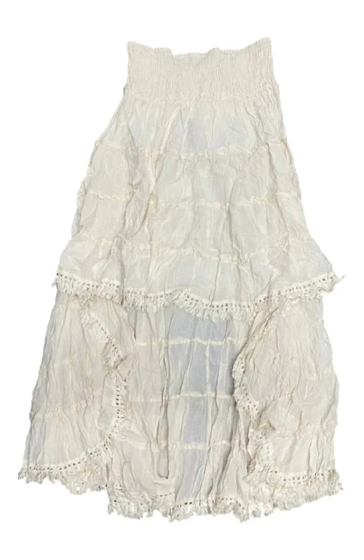 vintage mini skirts -Wc Parchment High-Low Skirt In White