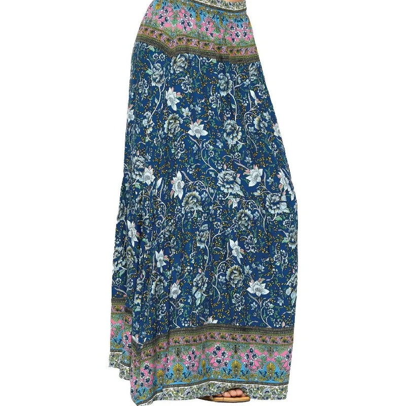 denim maxi skirts -Women's Ellie Maxi Skirt In Blue/multi