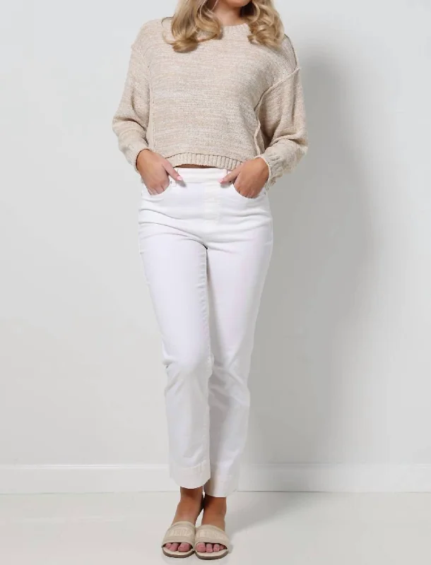 palazzo leather pants -5 Pocket Pull On Pant In Cream