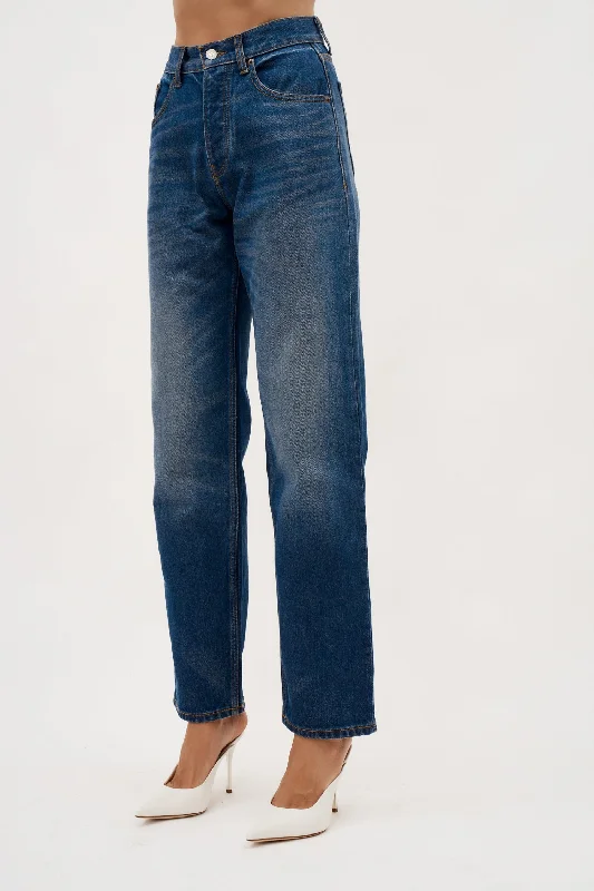 distressed jogger pants -Baggy True Blue Jeans