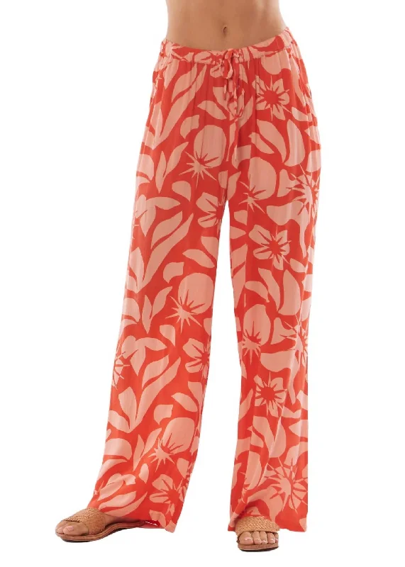 stretch jogger pants -Beach Bliss Woven Pant In Tangerine