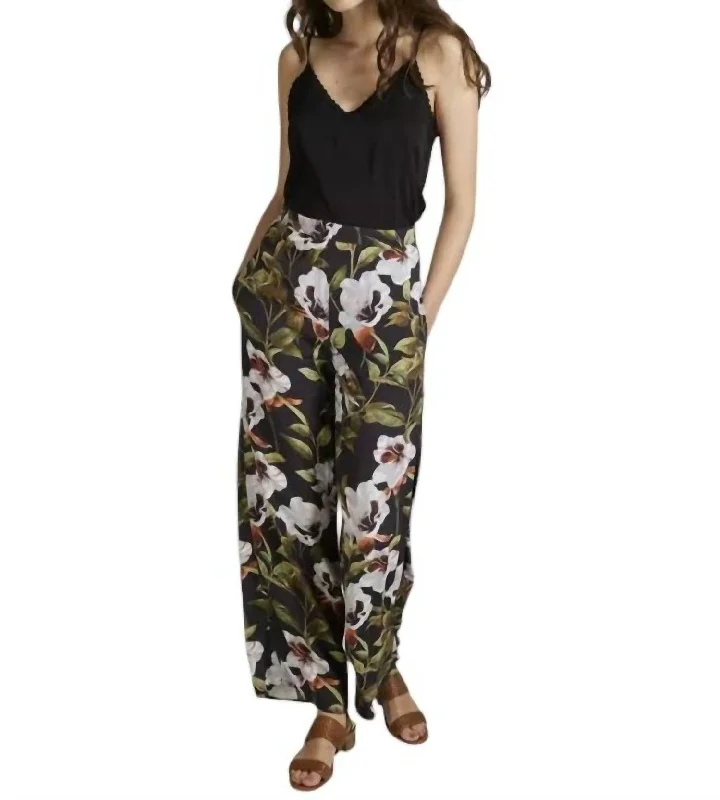 kids jogger pants -Bianca High Waist Pants In Black Floral