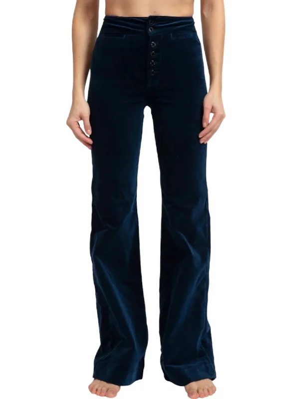 insulated jogger pants -Brighton Wide Leg Jeans In Navy Velvet