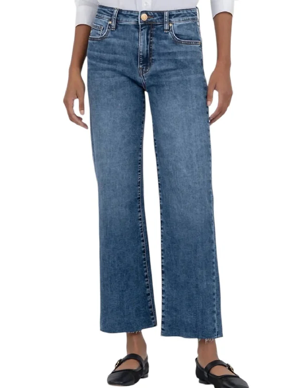 pleated cargo pants unique -Charlotte High Rise Wide Leg Jeans In Commendatory With Medium Base Wash