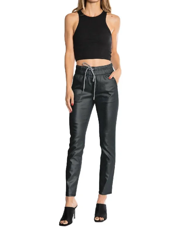 straight leg pants classic -Coated Easy Skinny Jogger Pant In Black