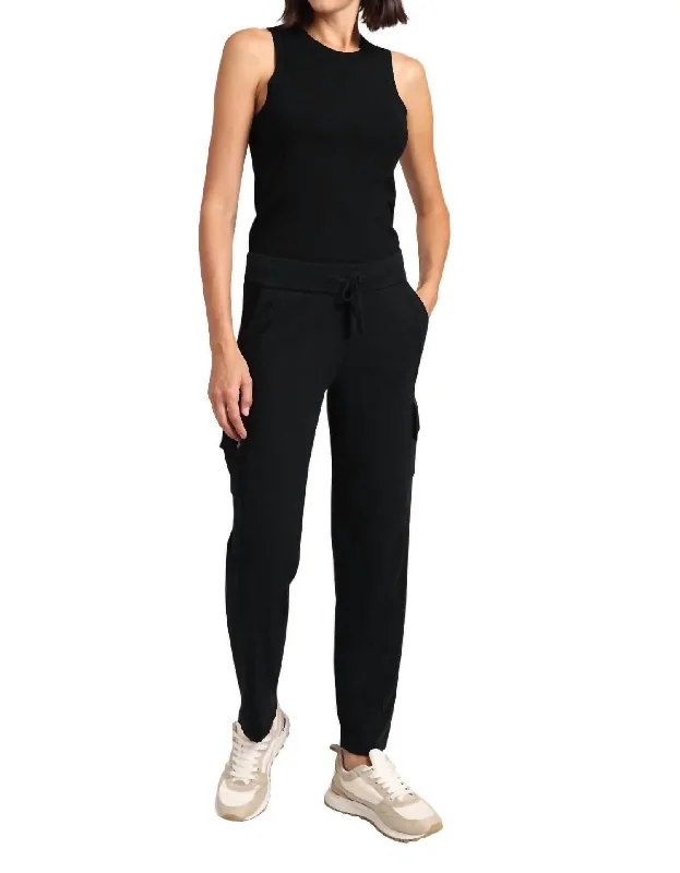 soft pants loungewear -Cotton Cashmere Cargo Pant In Black Charcoal