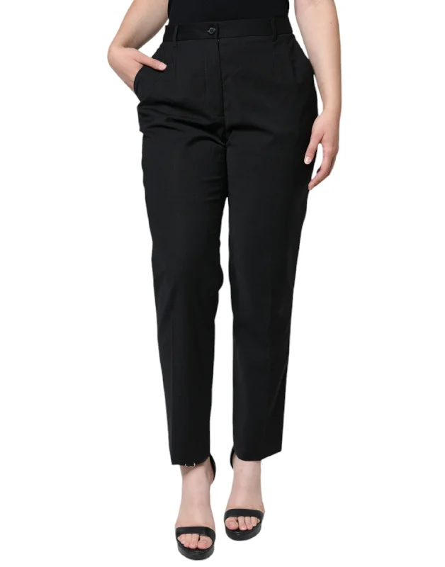 bell bottom yoga pants -Dolce & Gabbana  High Waist Tape Women's Pants (Pre-Owned)