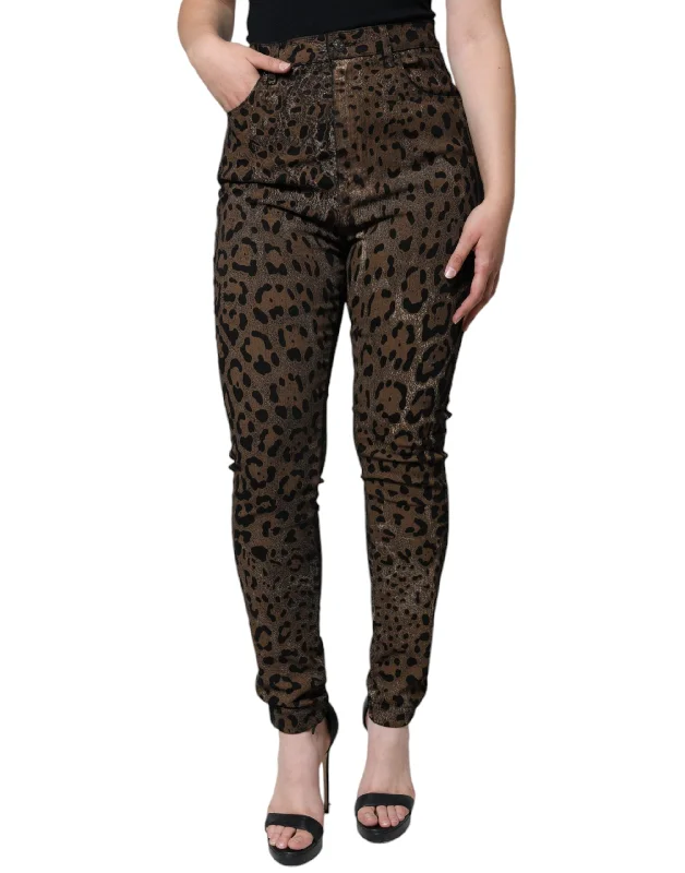 dress yoga pants hybrid -Dolce & Gabbana  Leopard Cotton Skinny blue Women's Jeans