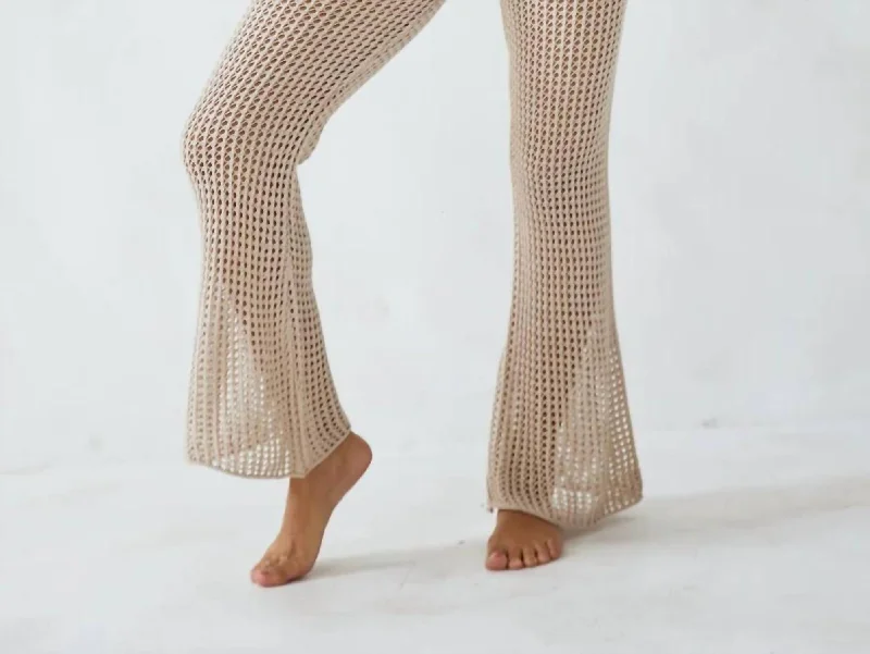 pleated sweatpants unique -Eliza Crochet Pants In Beige