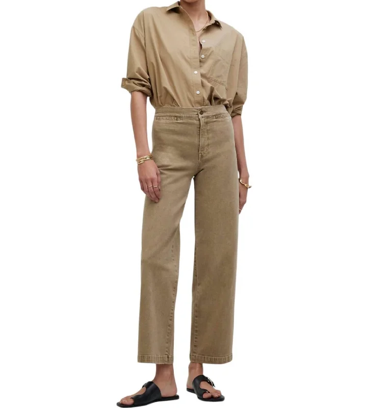 running jogger pants -Emmett Wide Leg Pants In Tan Khaki