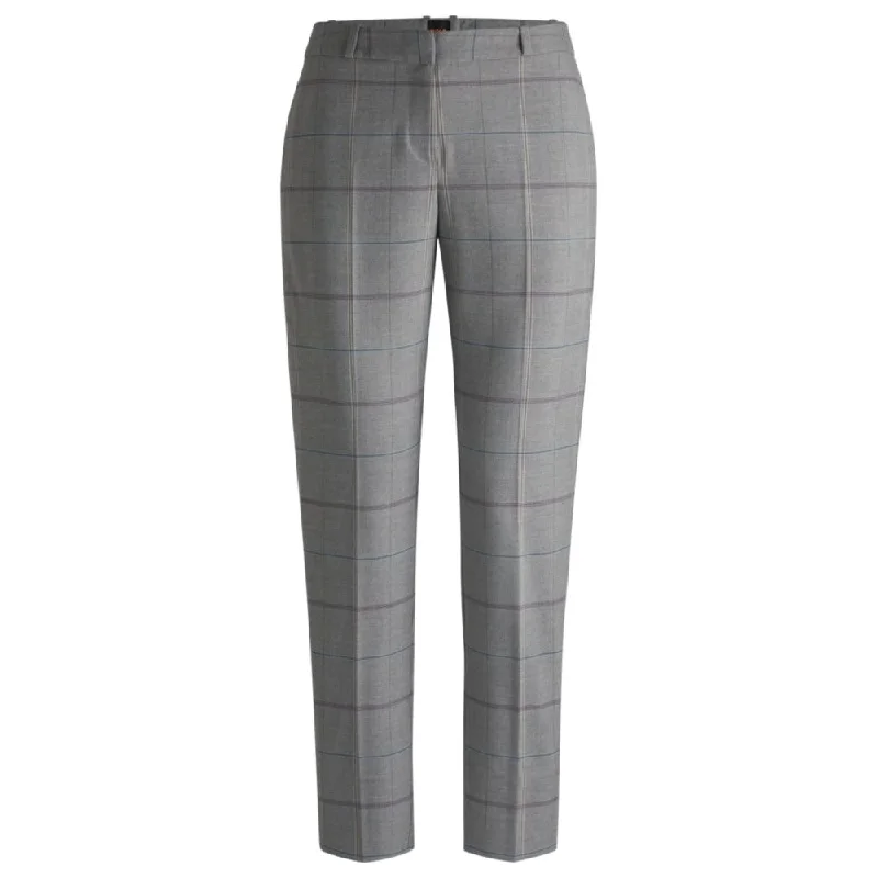 tapered cargo pants -Formal trousers in checked stretch fabric