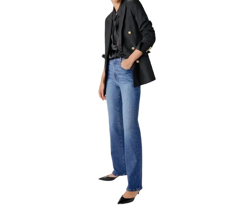 stretch cargo pants flexible -Frankie High Rise Straight Leg Jean In Mercer