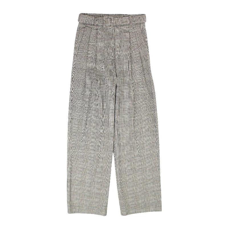 running wide leg pants -Fung Lan And Co. Houndstooth Belted Trouser - Black/White