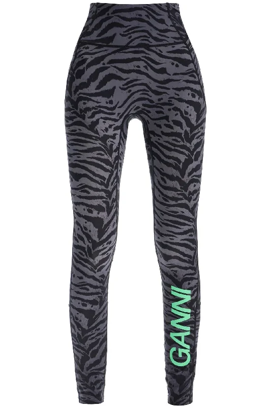 khaki skinny pants casual -Ganni Women's Animal Print Sports Leggings