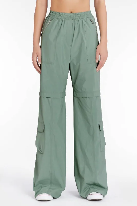 hiking pants quick dry -Gia Wide Leg Pants In Sage