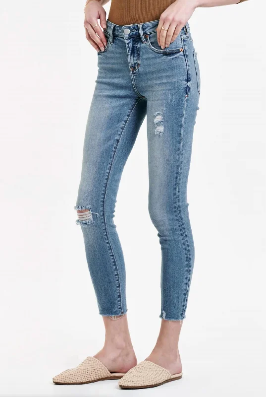 travel pants wrinkle free -Gisele Tahiti Mid Rise Skinny Jean In Denim