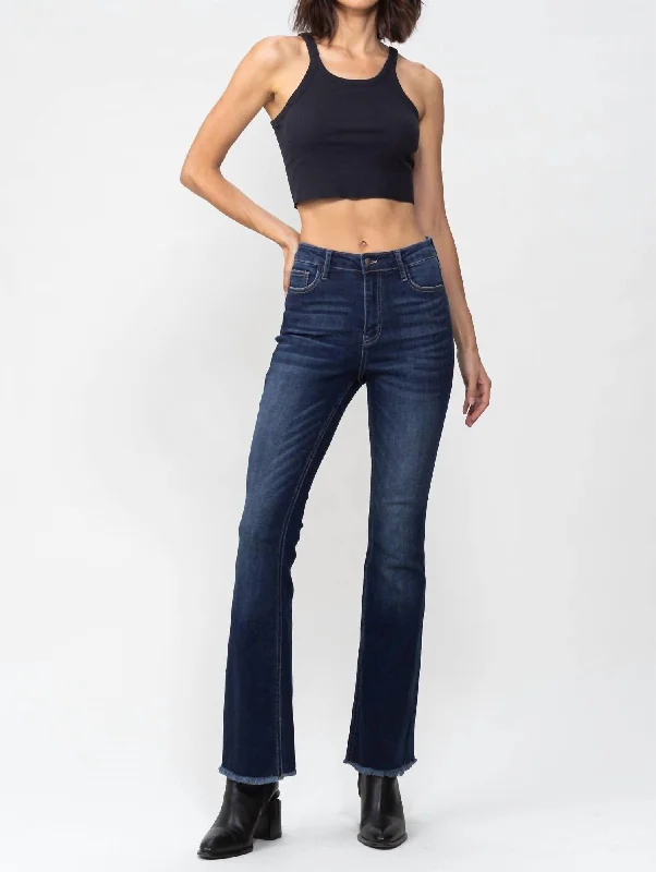 track yoga pants stripes -High Rise Flare Jeans In Dark Wash