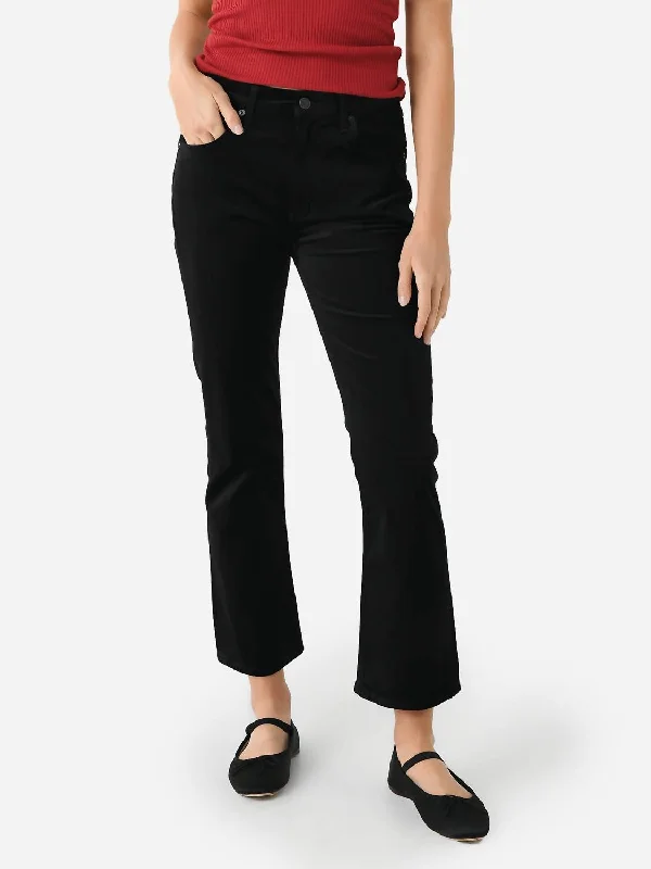 slim yoga pants women -Isola Velvet Bootcut Pant In Black