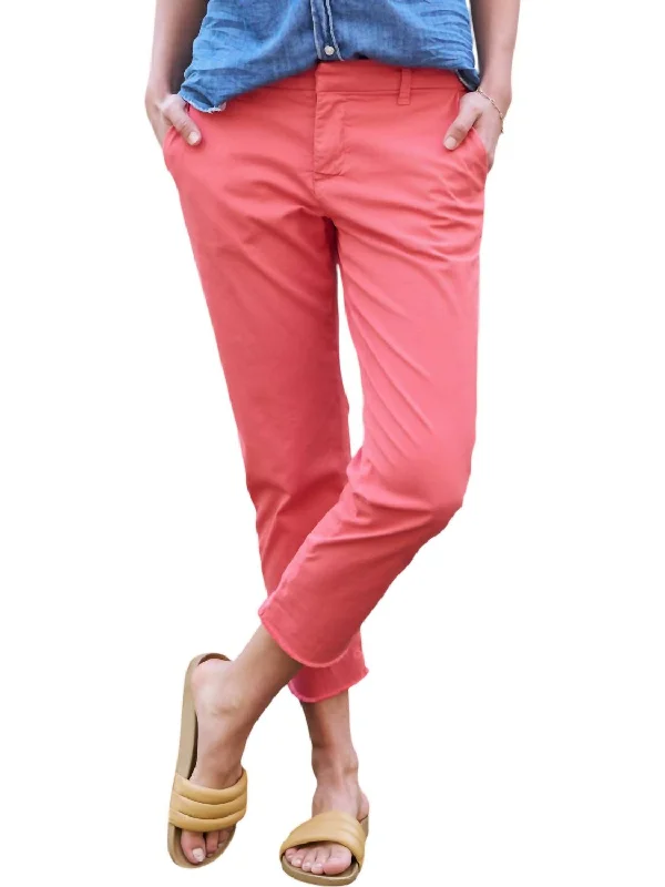 high waisted jogger pants -Italian Chino Pants In Flushed Pink