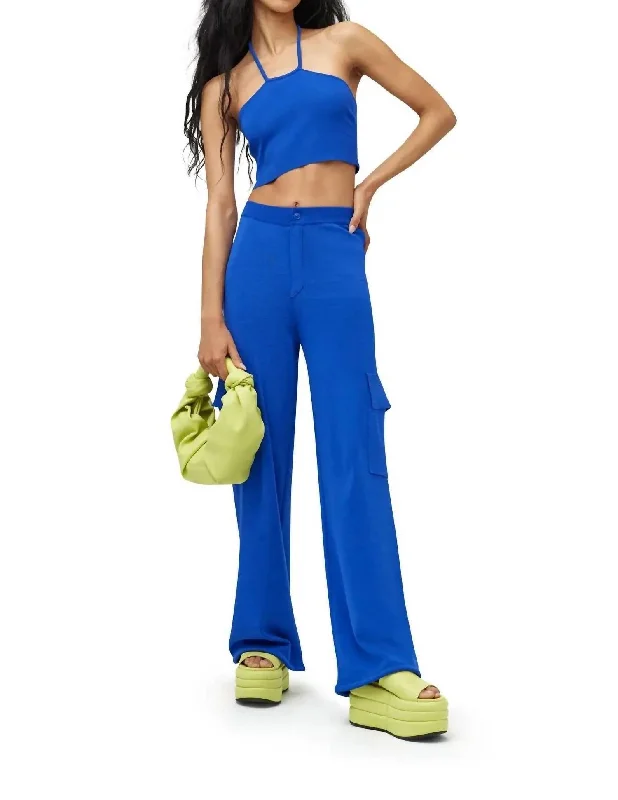 flared pants 70s style -Jabber Cargo Pant In Blue