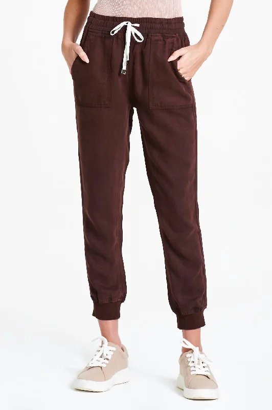 festival pants boho vibe -Jacey High Rise Jogger Pants In Dark Oak