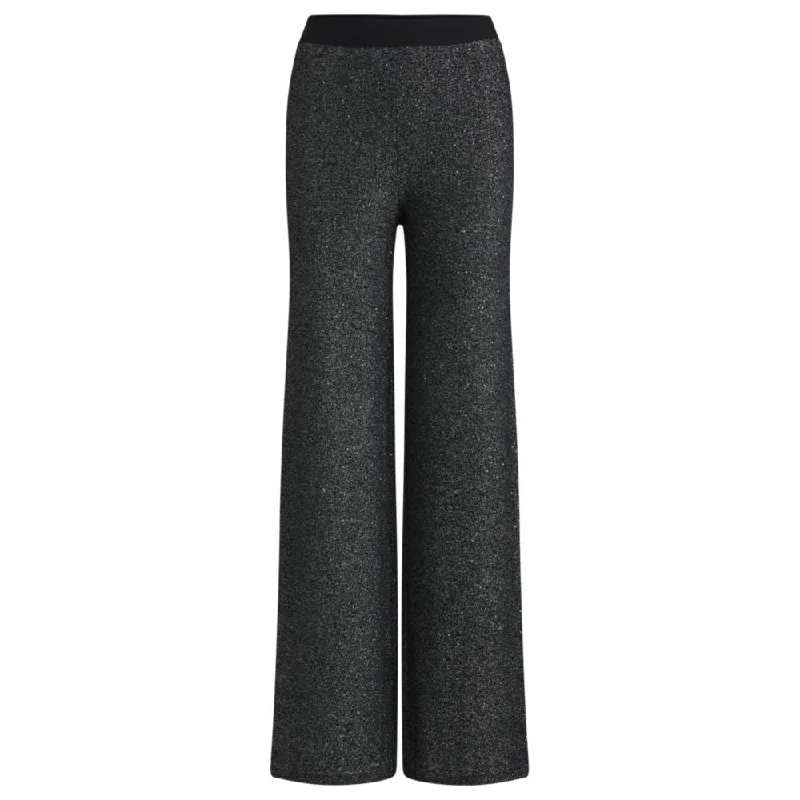 slim denim pants -Knitted straight-leg trousers in sequinned yarns