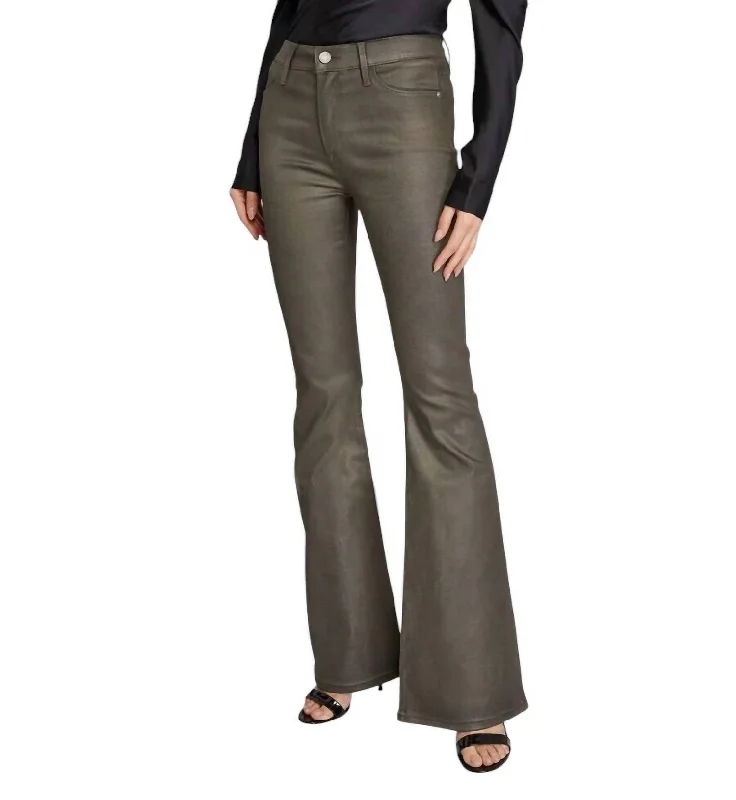 waterproof jogger pants -Le High Waist Flare Jeans In Pewter Coated