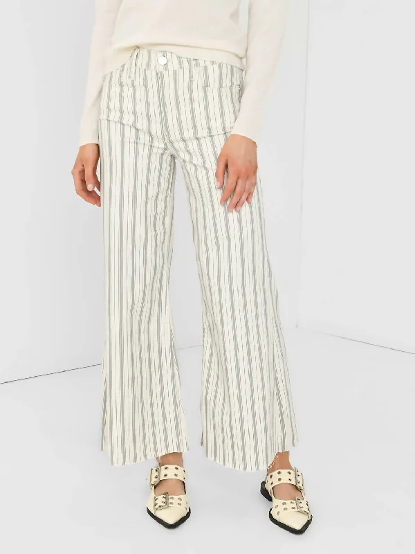 stretch wide leg pants -Le Palazzo Crop Jean In Sage Multi