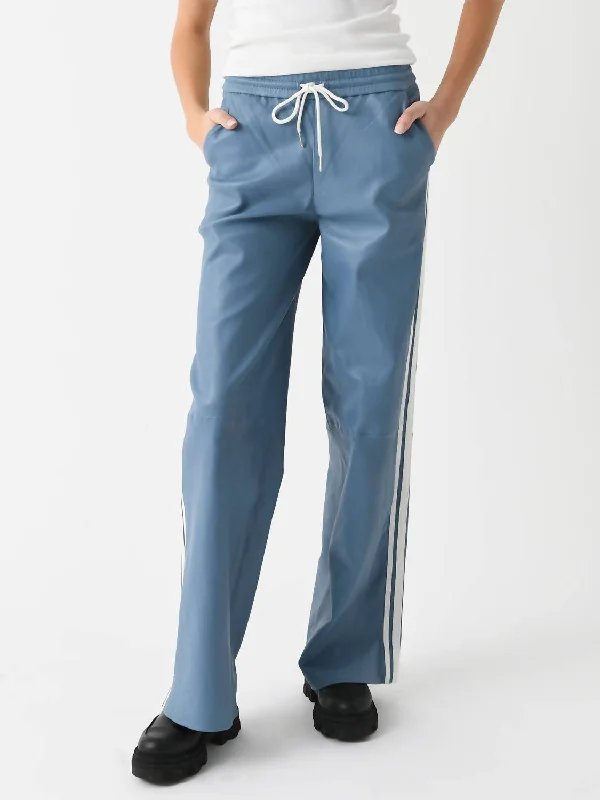 faded sweatpants vintage -Leather Athletic Drawstring Pant In Chambray/white