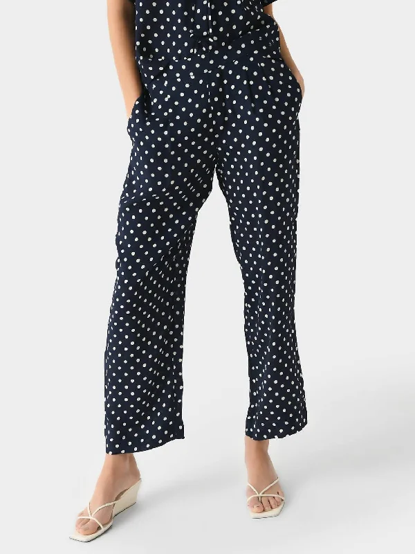 yoga skinny pants stretch -Leigh Pant In Navy Polka Dot