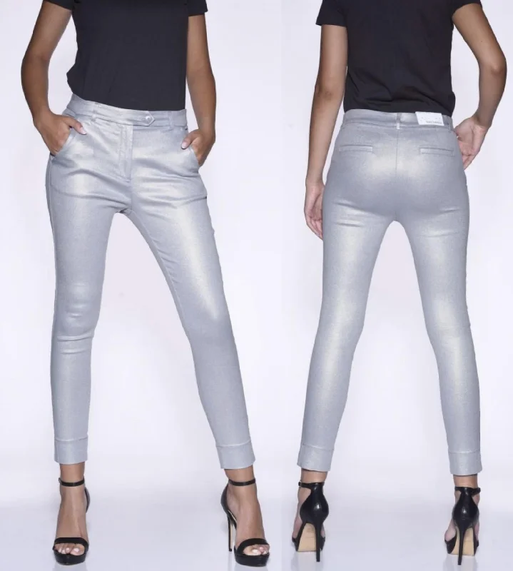 urban pants street style -Lively Coated Trouser Pant In Silver