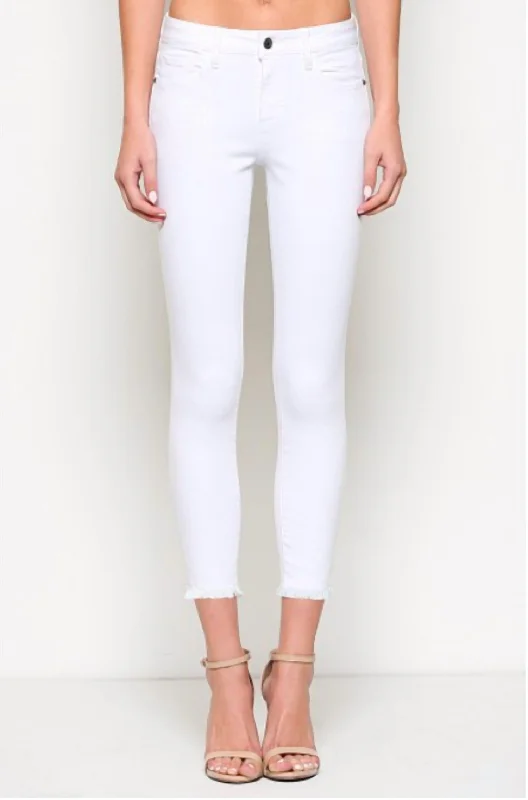 high waisted sweatpants -Mid Rise Skinny Jeans In White