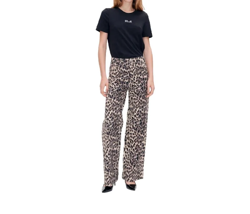 maternity skinny pants stretch -Nicette Jean In Brown Baum Leopard