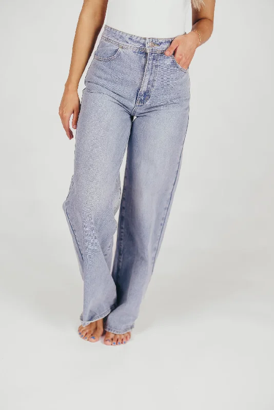 running leather pants -Nonchalant Wide Leg Pants in Denim