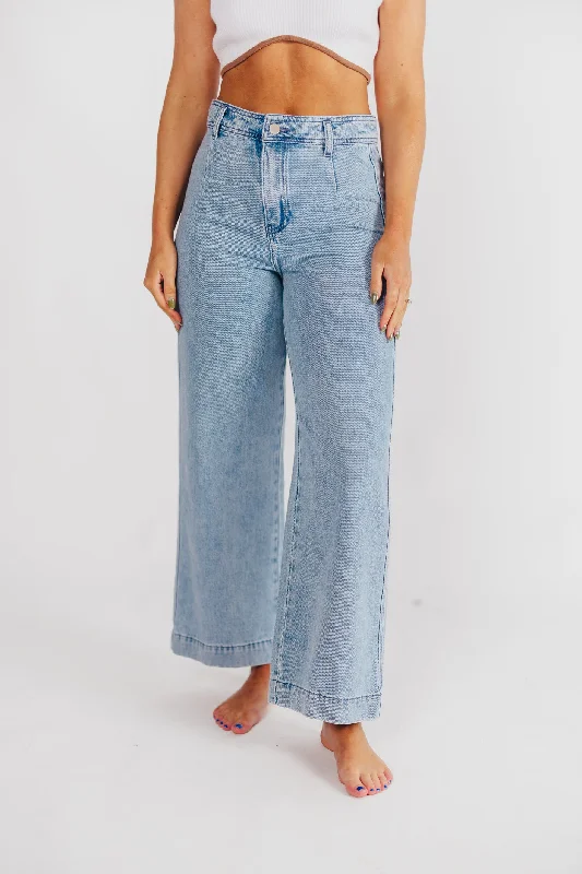 running jogger pants -Ina Washed Denim Cropped Pants