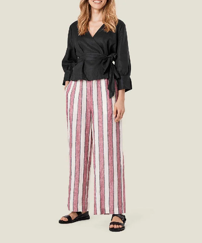 wide leg skinny pants -Parini Pull-On Linen Pants