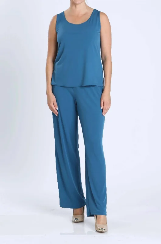 straight skinny pants classic -Perfect Match Set In Teal