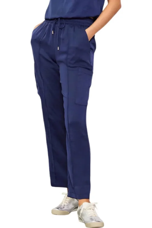 festival sweatpants boho -Pintuck Jogger Pants In Navy