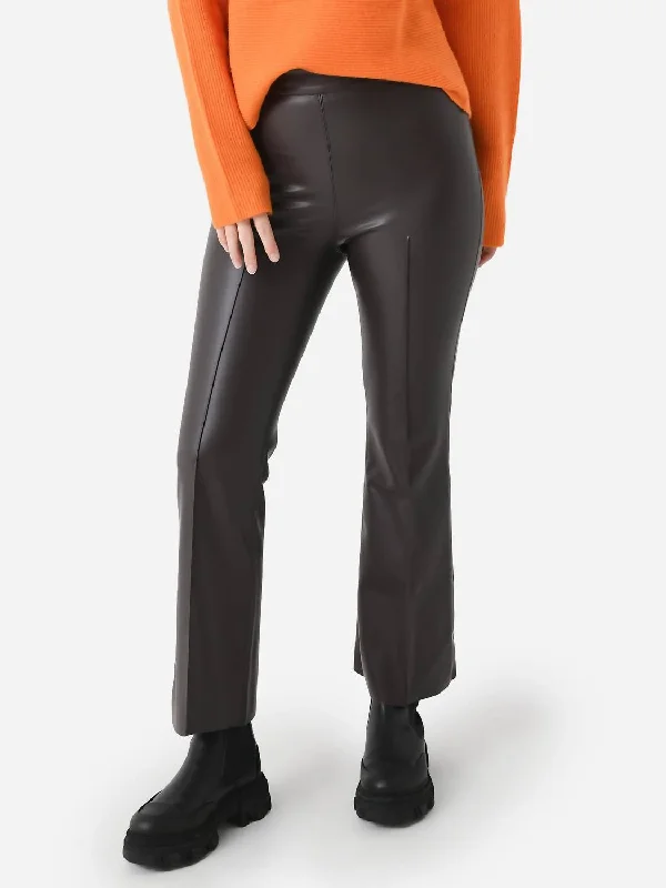 athletic leather pants -Porterfield Vegan Leather Crop Flare Pant In Espresso