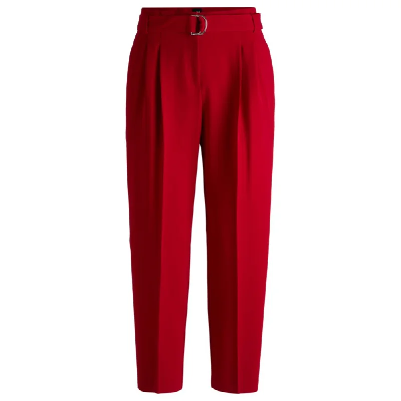 travel jogger pants -Regular-fit cropped trousers in crease-resistant crepe