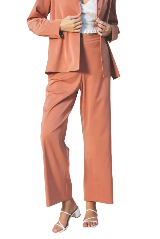 kids cargo pants durable -Satin Pant In Sienna