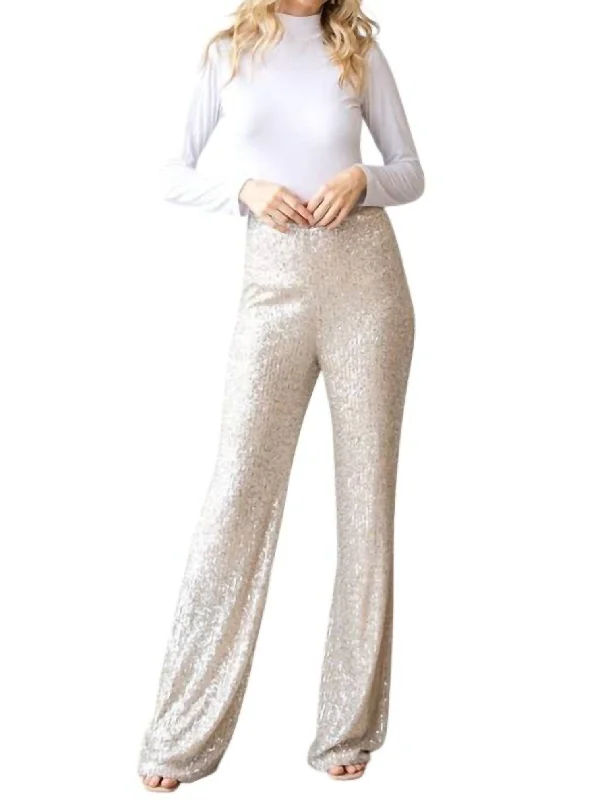 soft cargo pants cozy -Sequins Dressy Long Pants In Gold